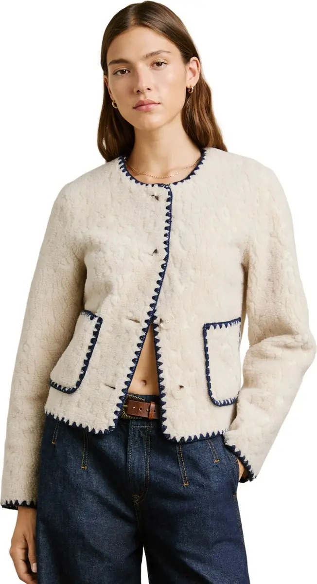 detail Pepe Jeans dámsky krémový ROCCO kabátik