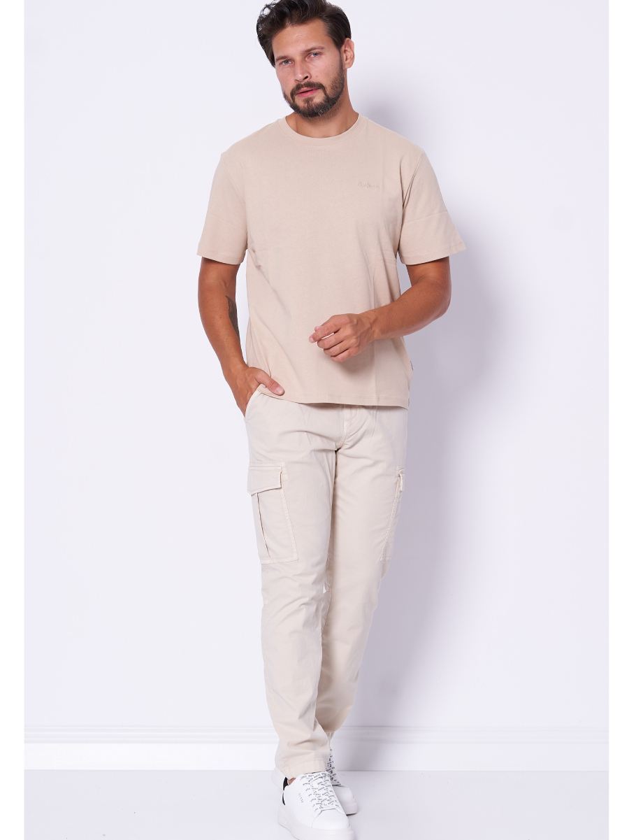 detail Pepe Jeans pánske béžové tričko