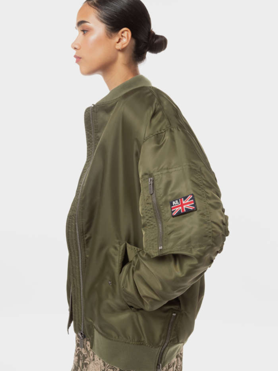 detail Pepe Jeans dámsky khaki zelený bomber 