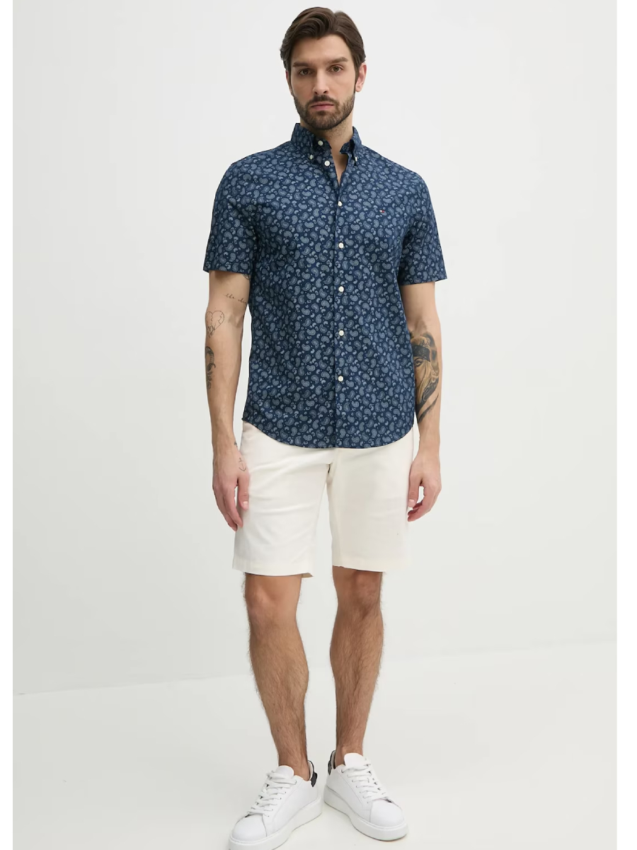 detail Tommy Hilfiger pánska tmavo modrá košeľa