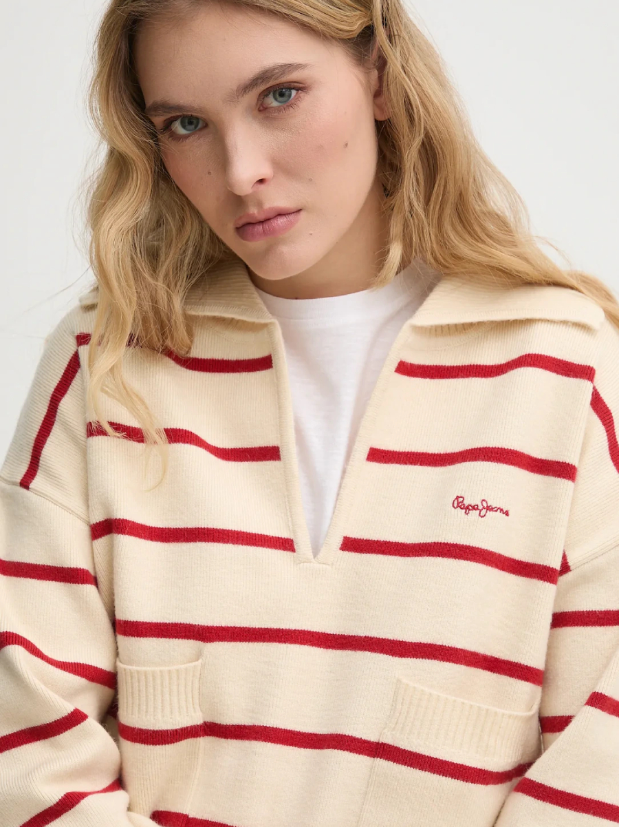 detail Pepe Jeans dámsky pruhovaný sveter