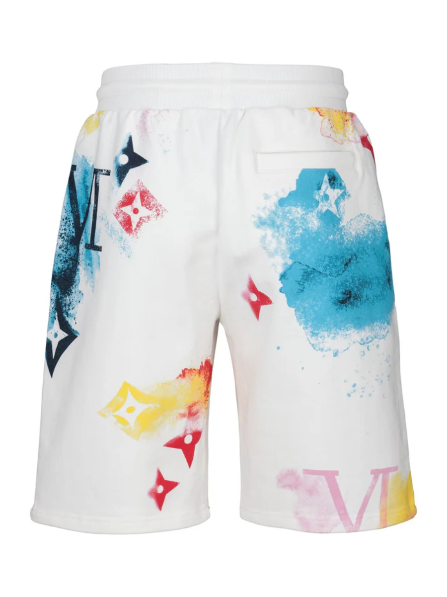 detail 19v69 pánske biele vzorované šortky