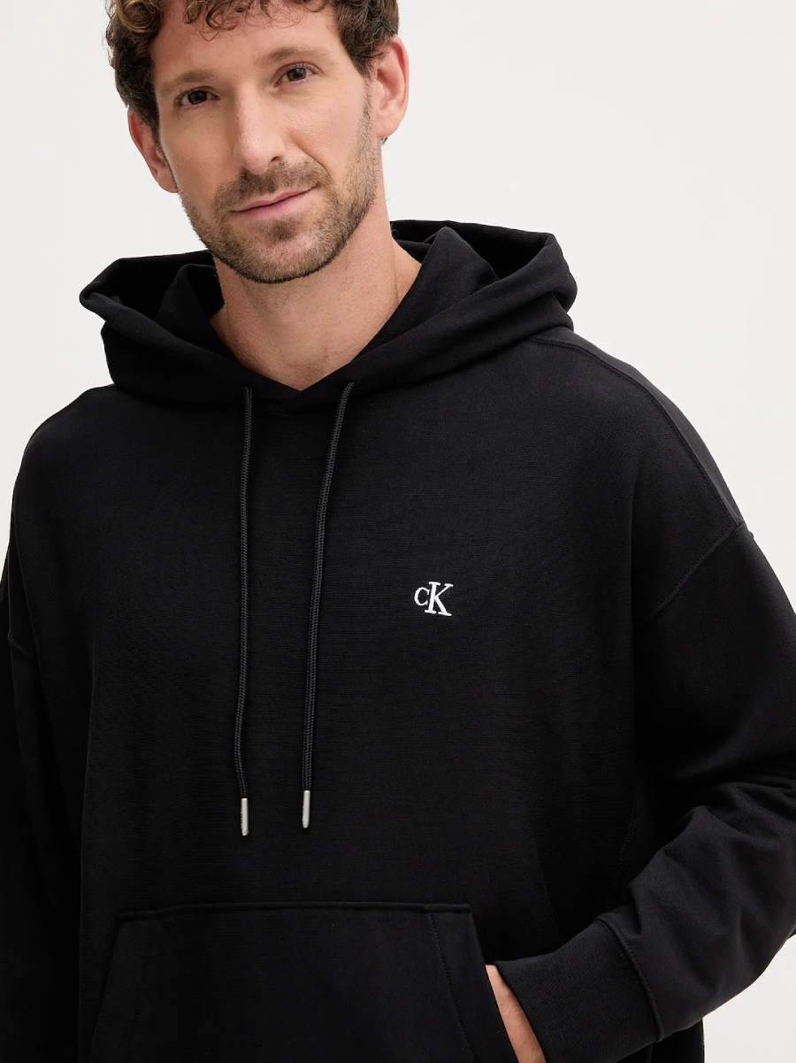 detail Calvin Klein pánska čierna mikina