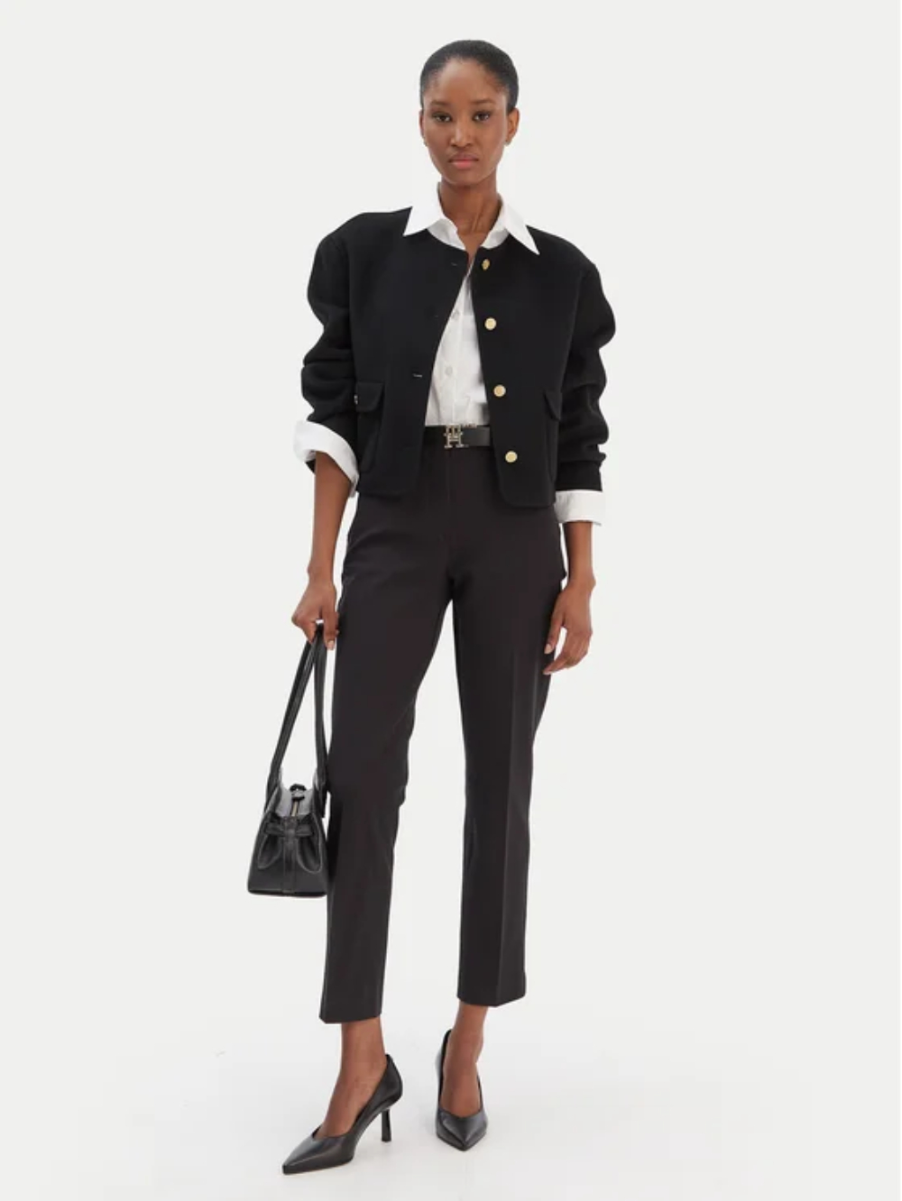 detail Tommy Hilfiger dámske čierne nohavice