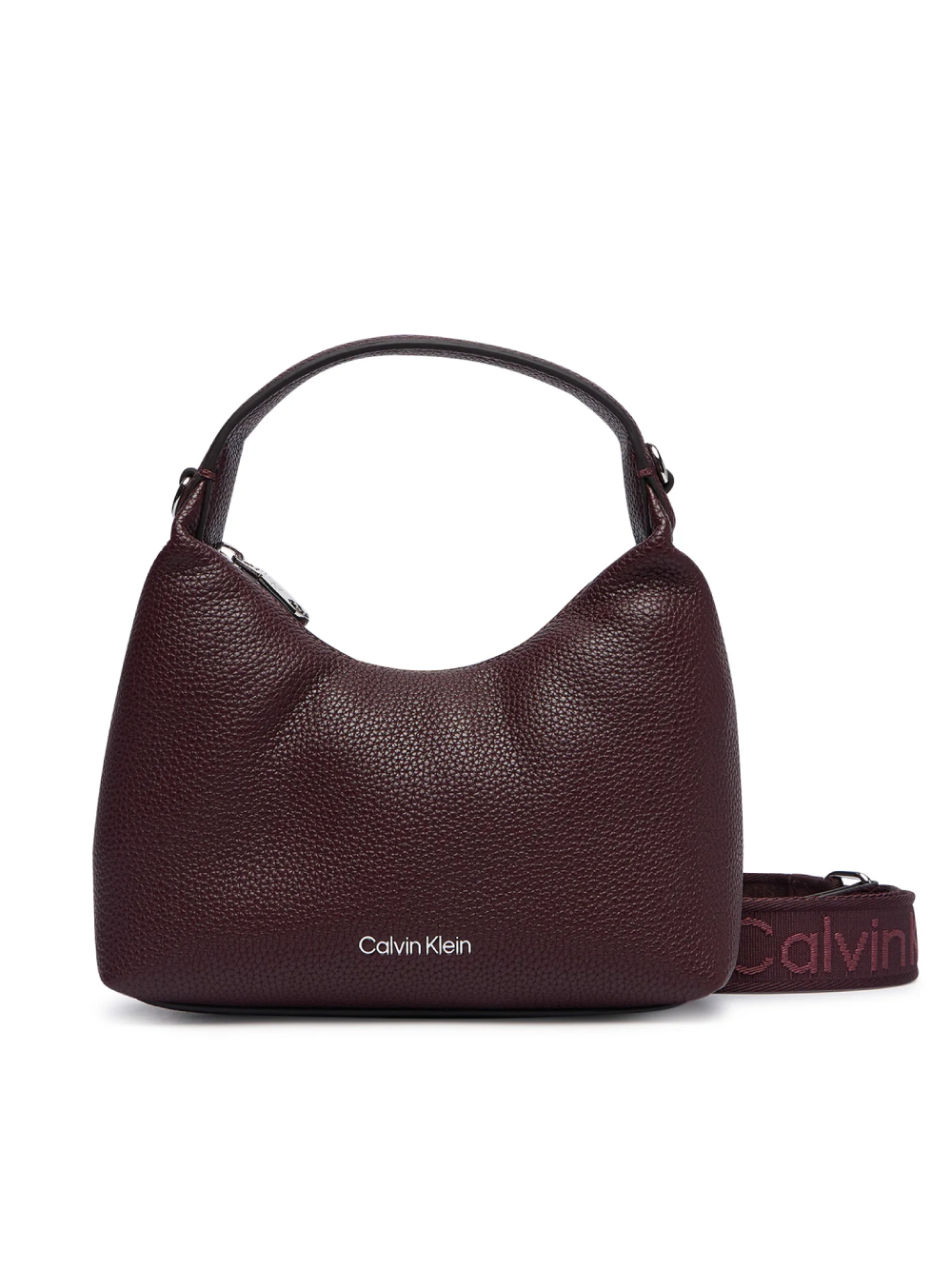 detail Calvin Klein dámska vínová kabelka