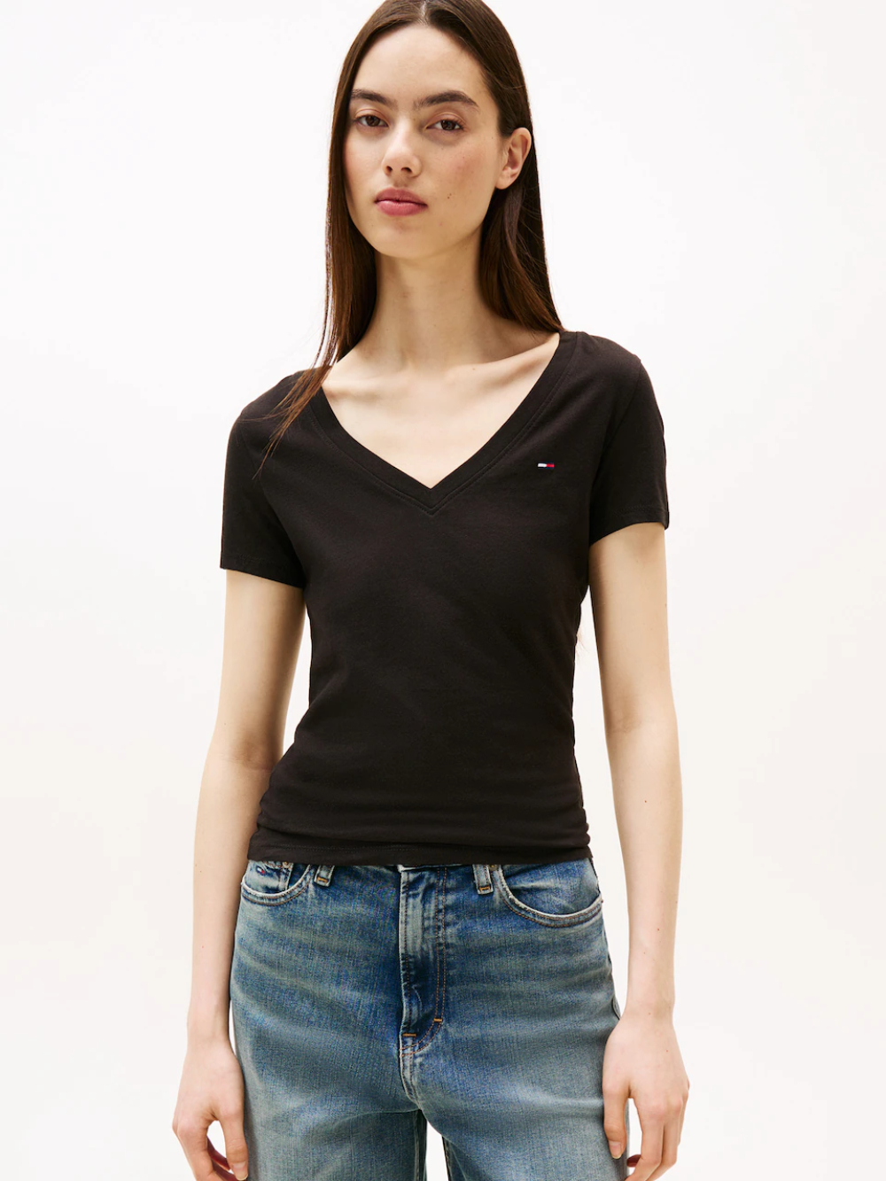 detail Tommy Jeans dámske biele a čierne tričko 2 pack