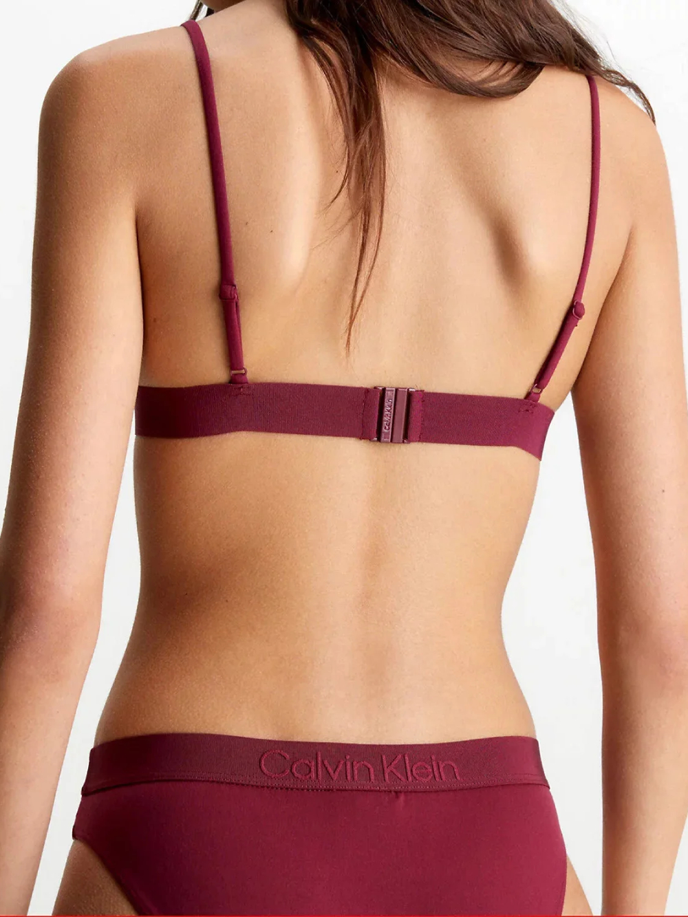 detail Calvin Klein dámska vínová plavková podprsenka