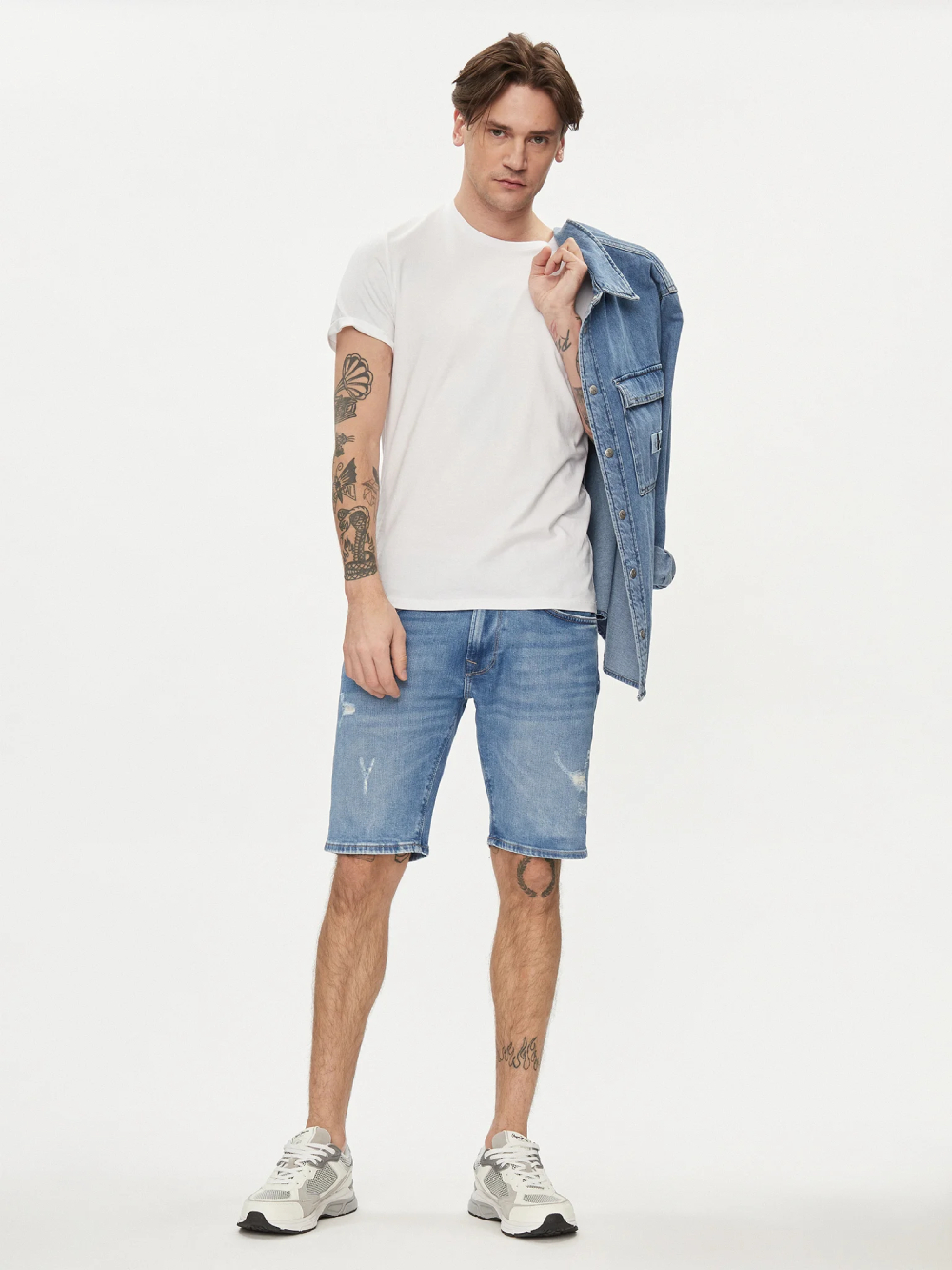 detail Pepe Jeans pánske modré džínsové šortky