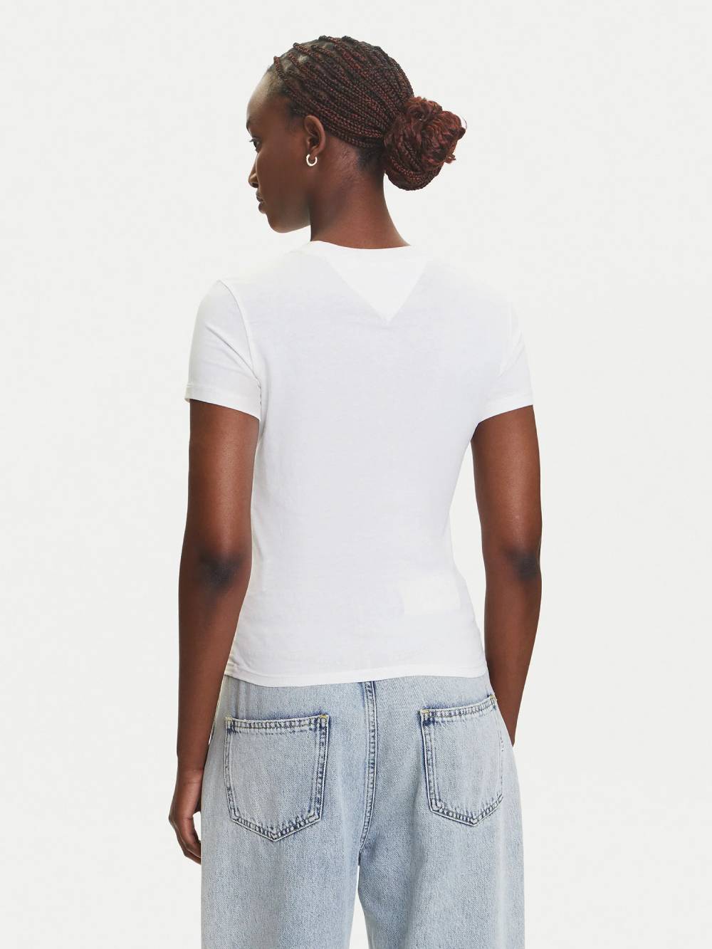 detail Tommy Jeans dámske krémové tričko