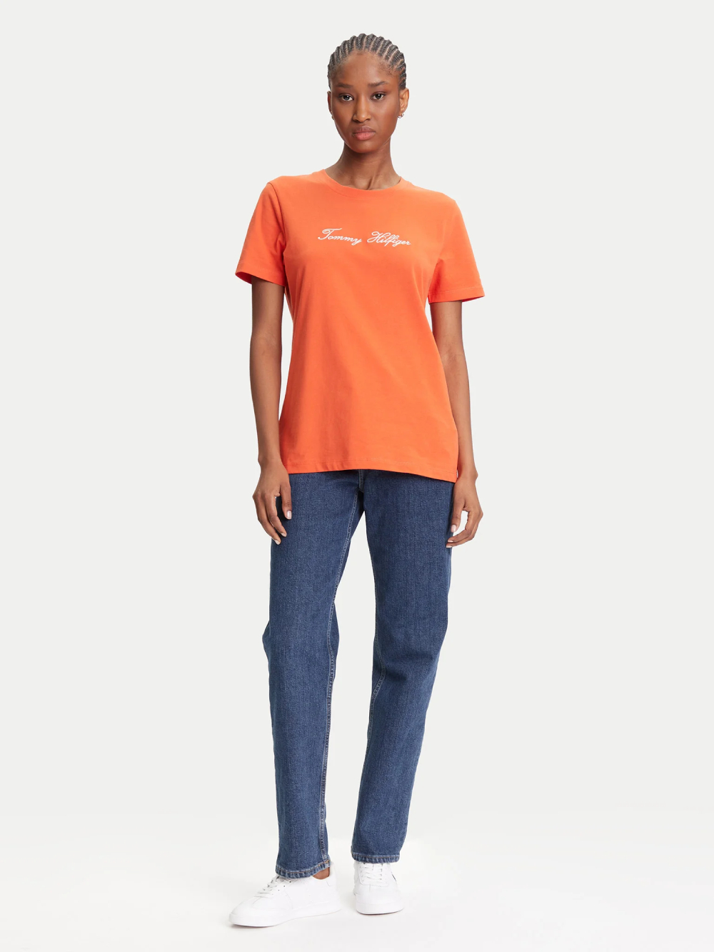 detail Tommy Hilfiger dámske oranžové tričko