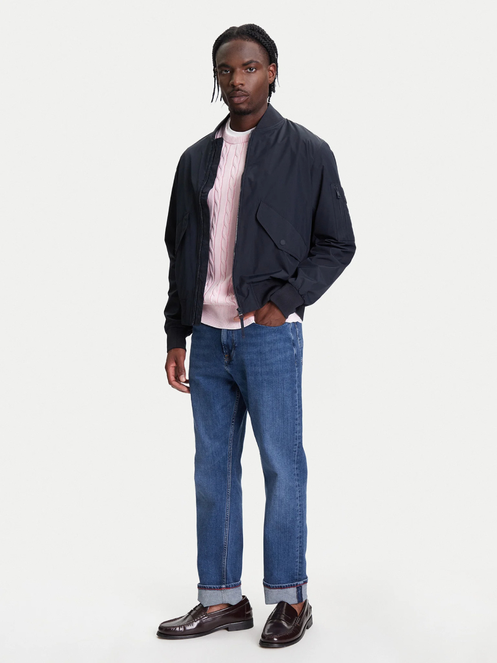 detail Tommy Hilfiger pánsky modrý bomber