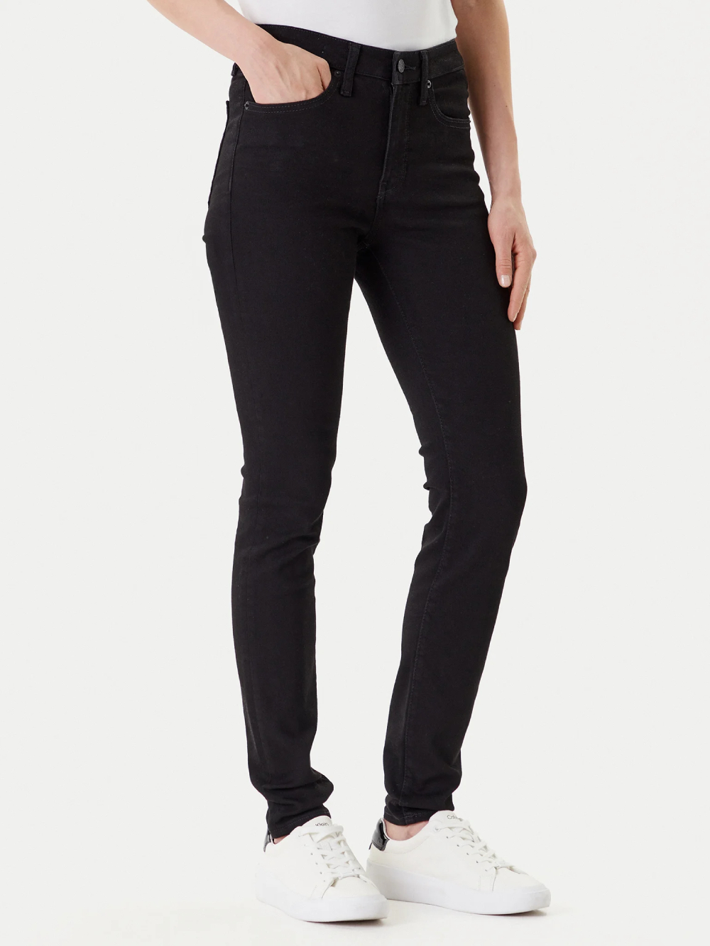 detail Calvin Klein dámske čierne skinny džínsy