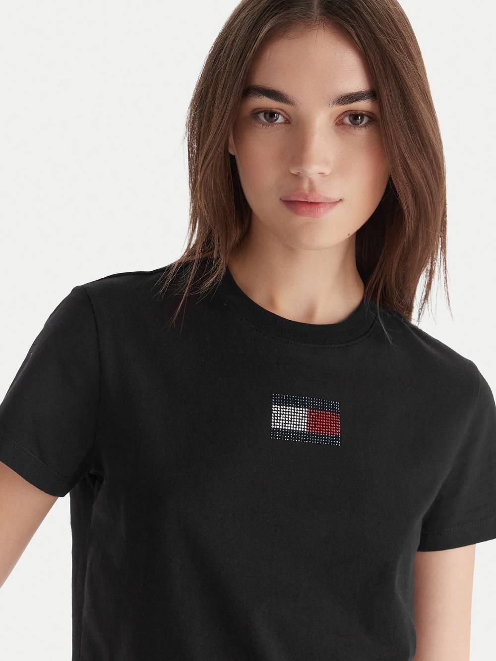 detail Tommy Jeans dámske čierne tričko