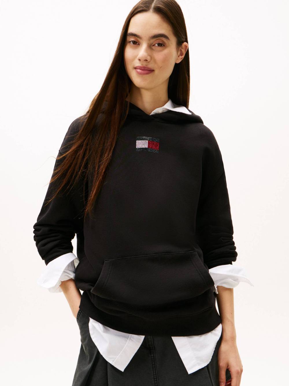 detail Tommy Jeans dámska čierna mikina