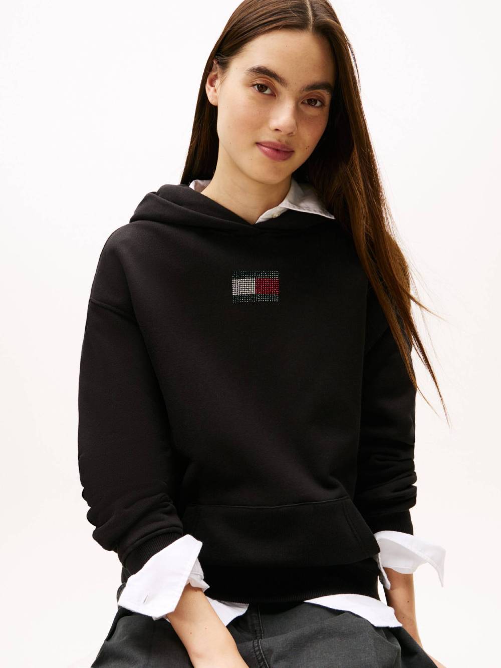 detail Tommy Jeans dámska čierna mikina