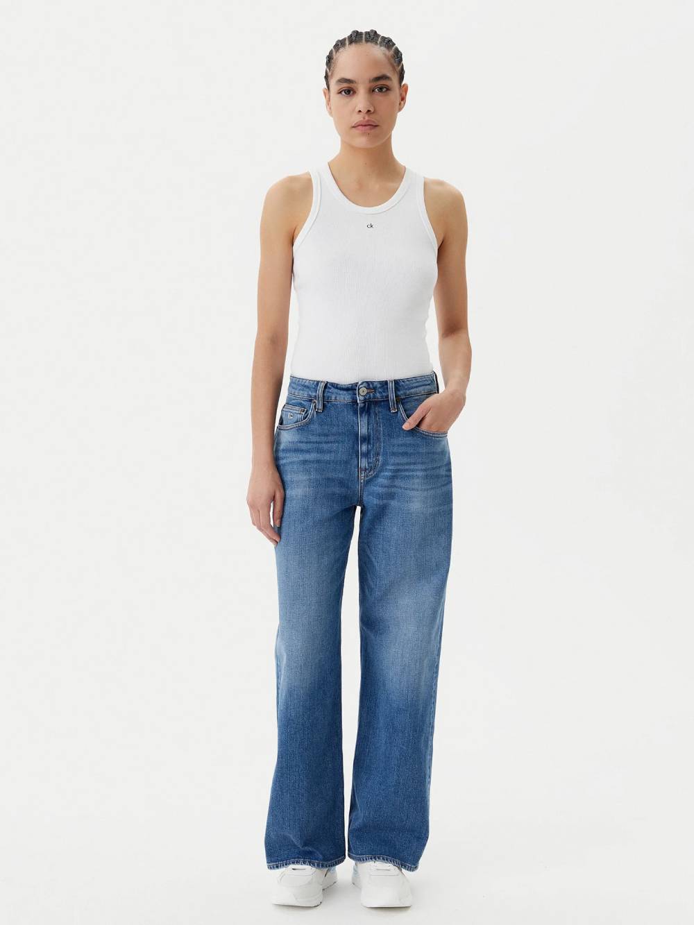 detail Tommy Jeans dámske modré džínsy