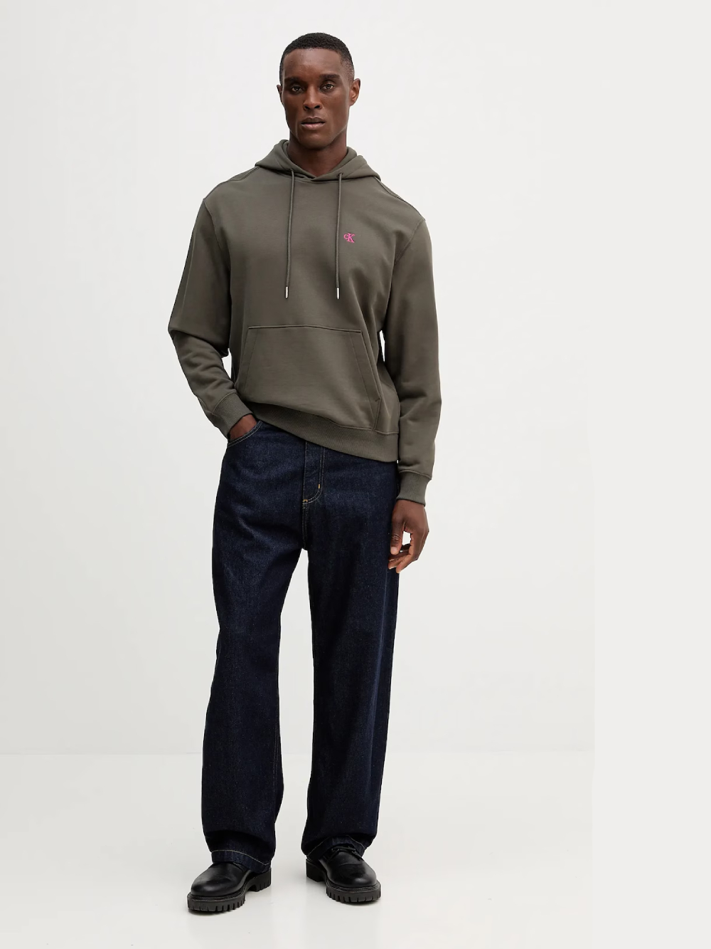 detail Calvin Klein pánska khaki mikina