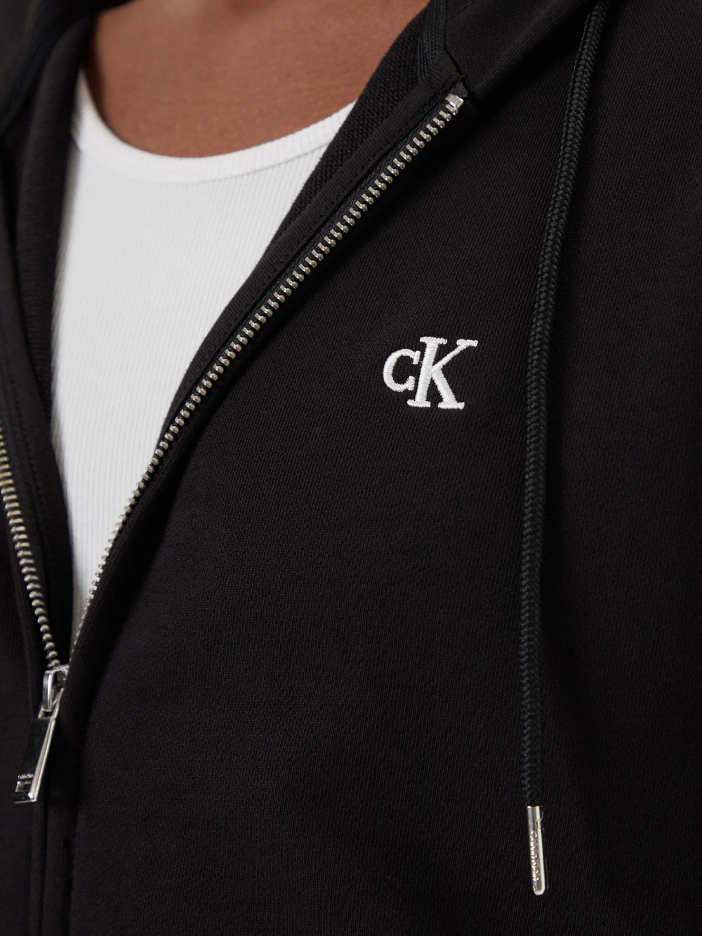 detail Calvin Klein pánska čierna mikina