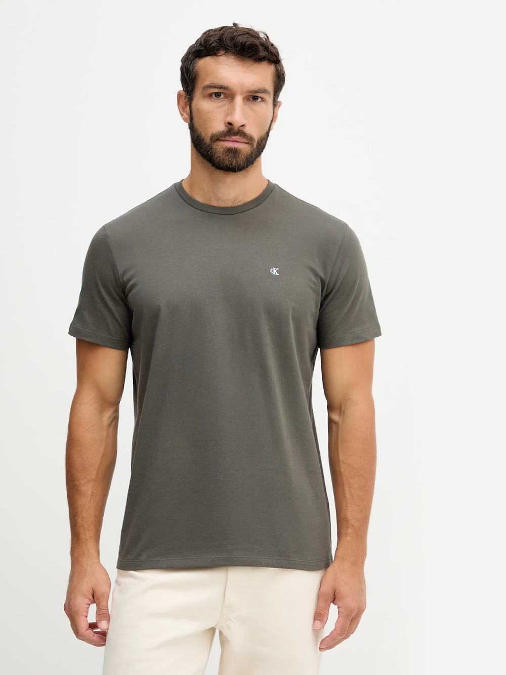 detail Calvin Klein pánske khaki tričko