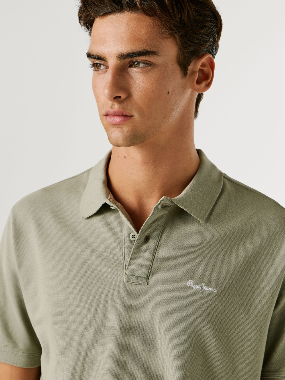 detail Pepe Jeans pánske zelené polo tričko