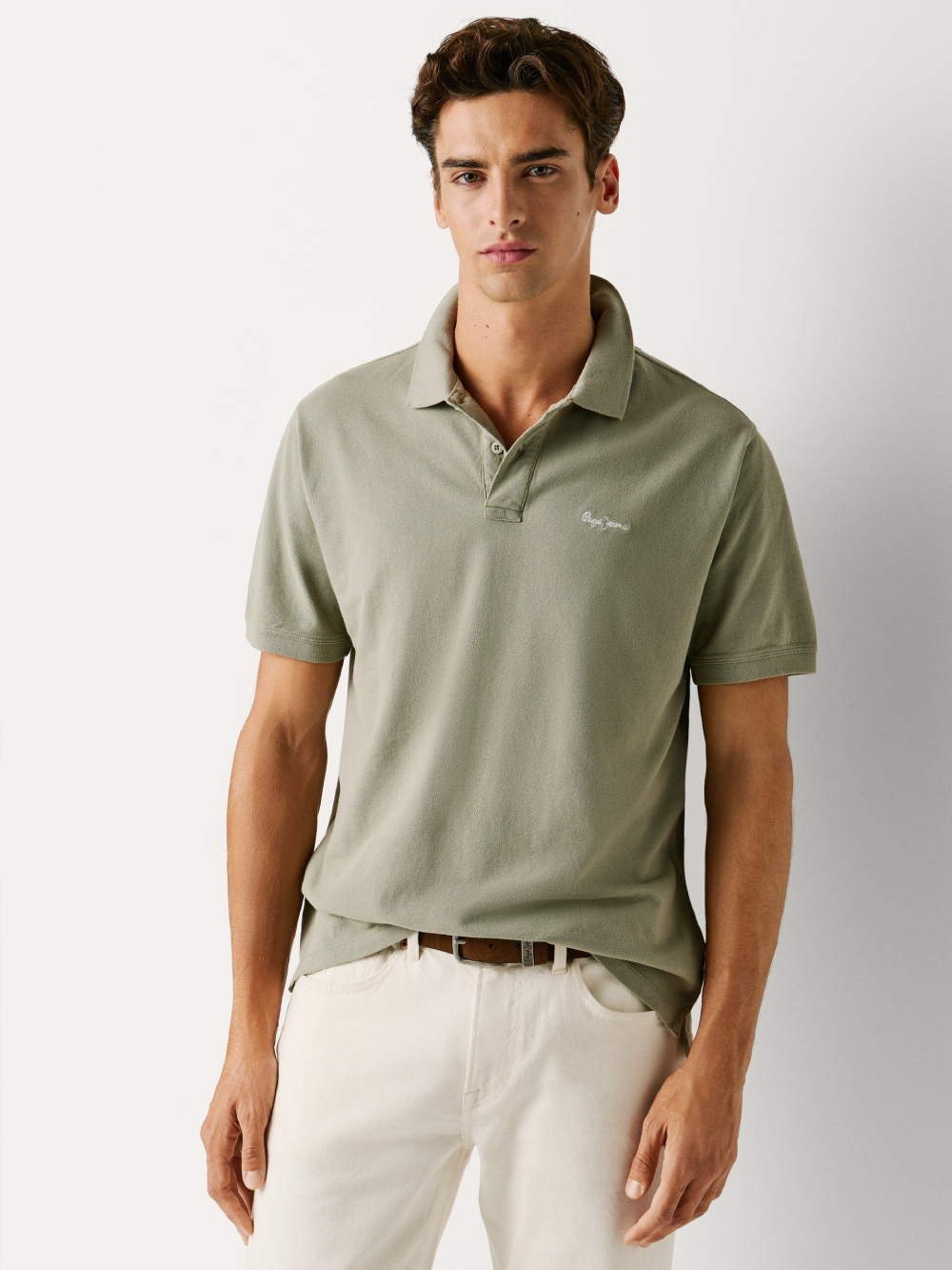 detail Pepe Jeans pánske zelené polo tričko
