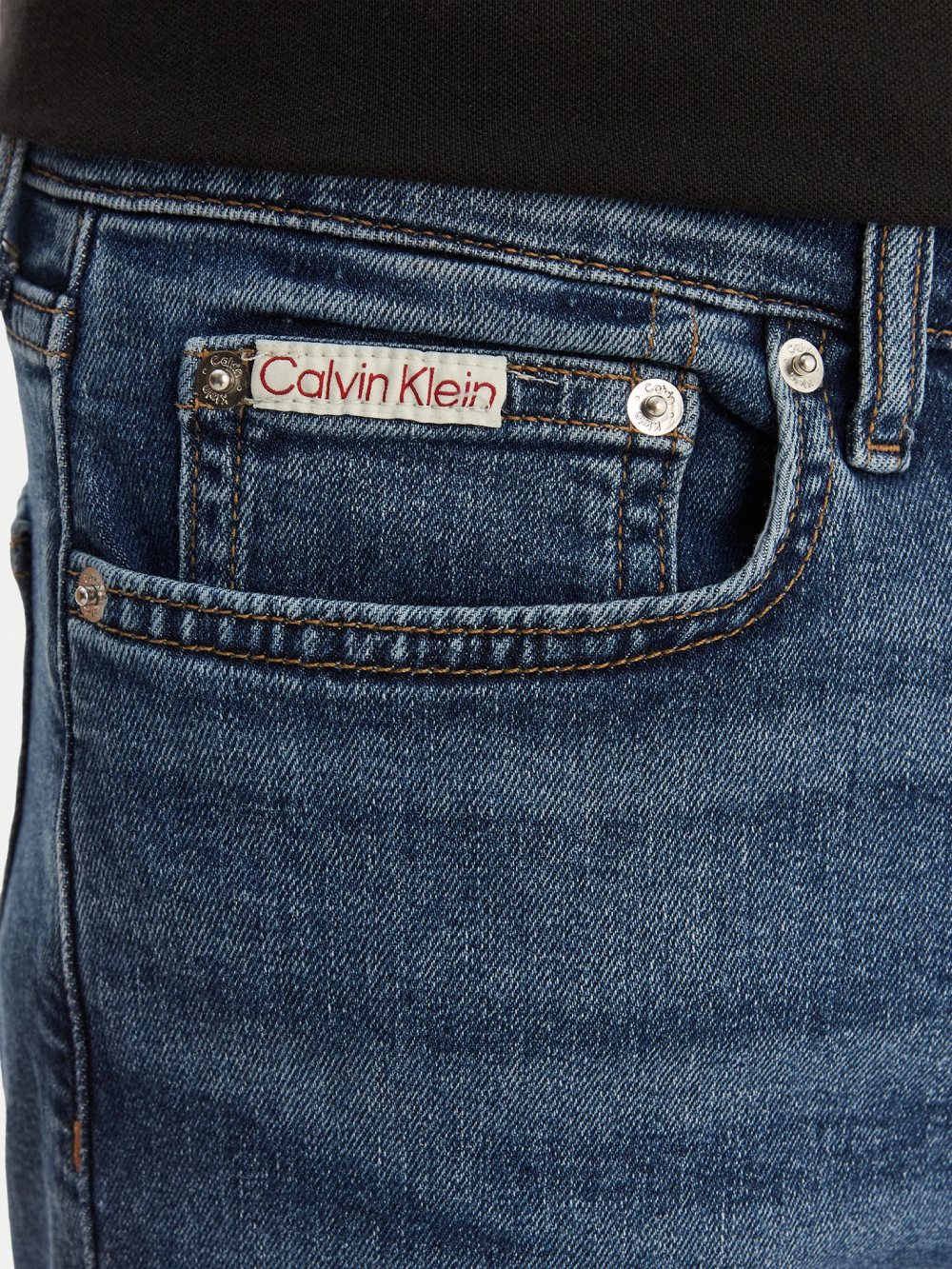detail Calvin Klein pánske modré džínsové šortky