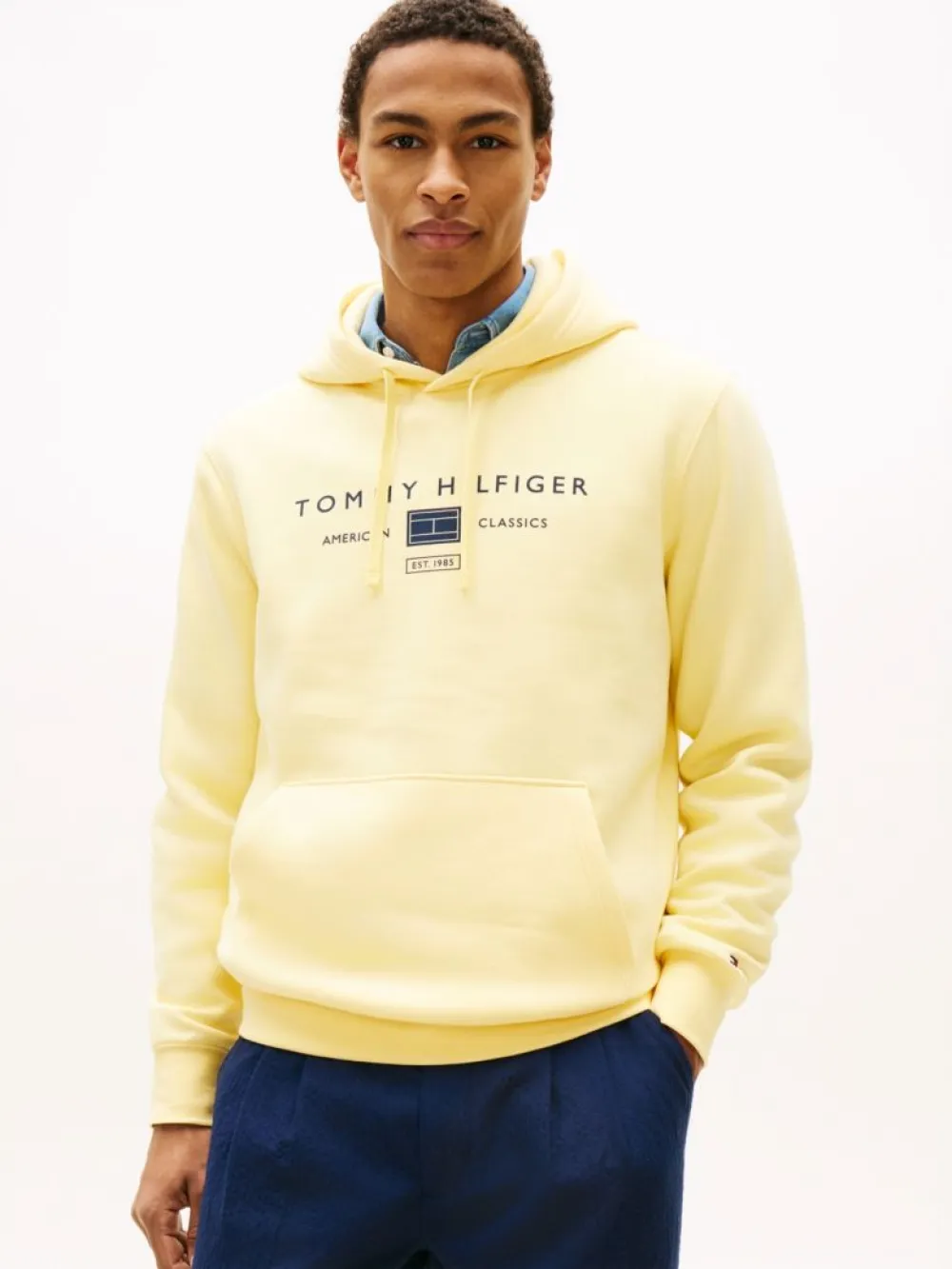 detail Tommy Hilfiger pánska žltá mikina