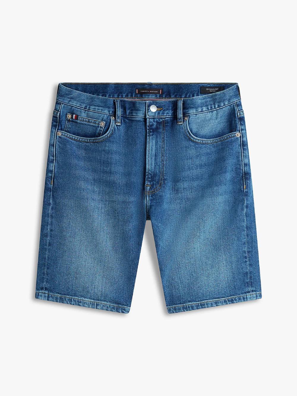 detail Tommy Hilfiger pánske modré džínsové kraťasy