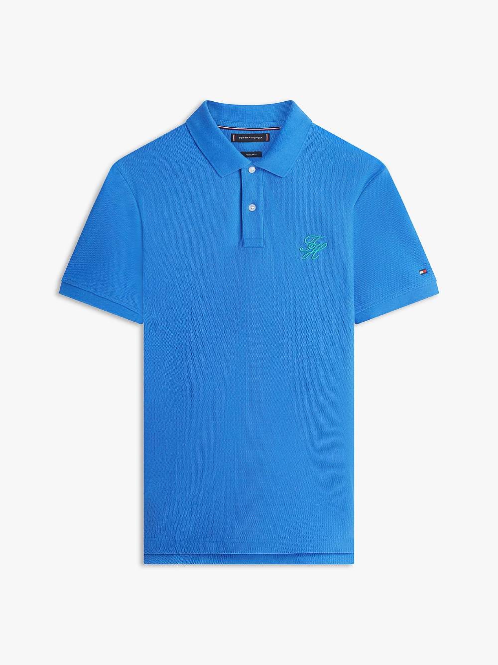 detail Tommy Hilfiger pánske modré polo tričko