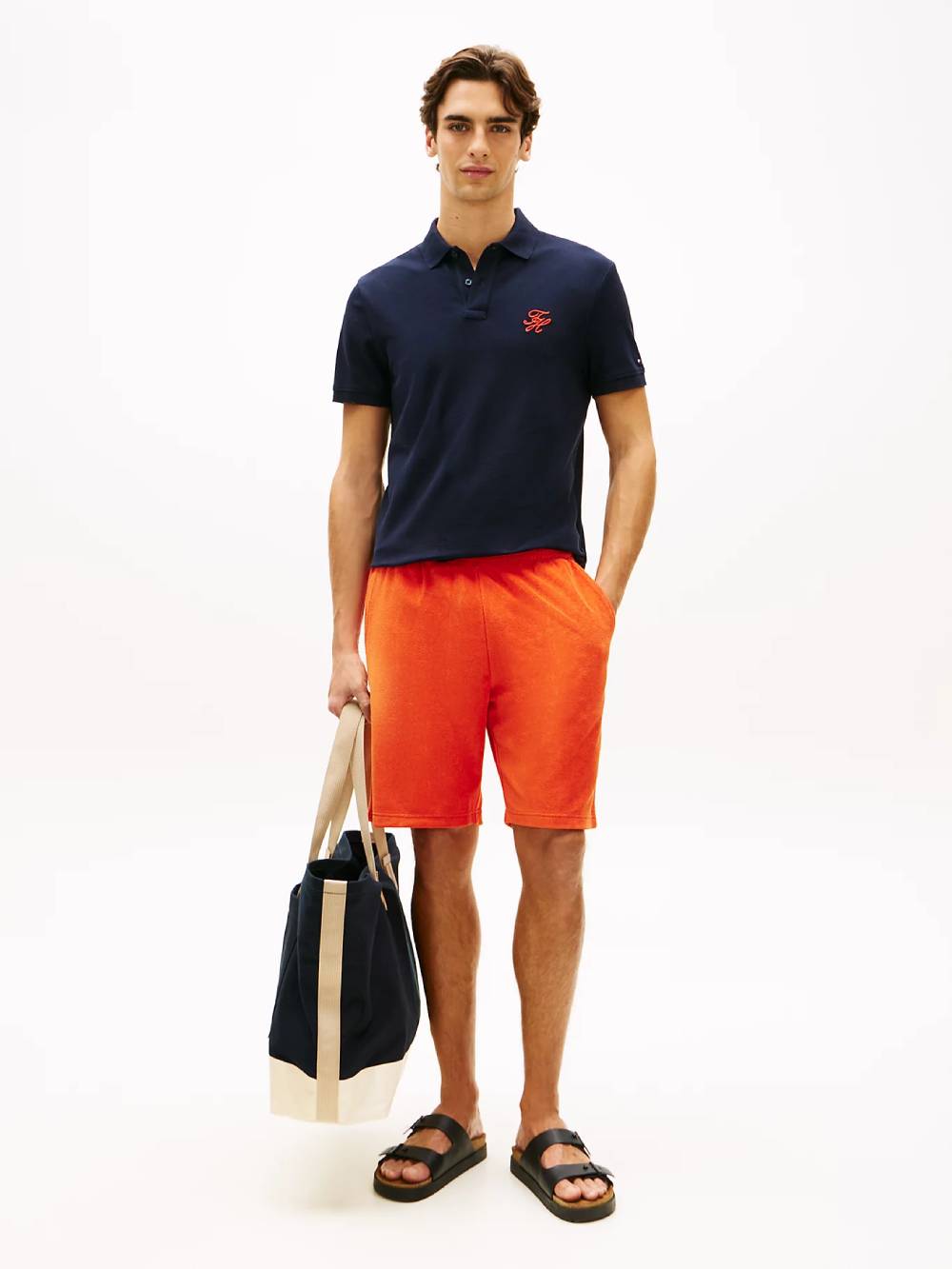 detail Tommy Hilfiger pánske modré polo tričko