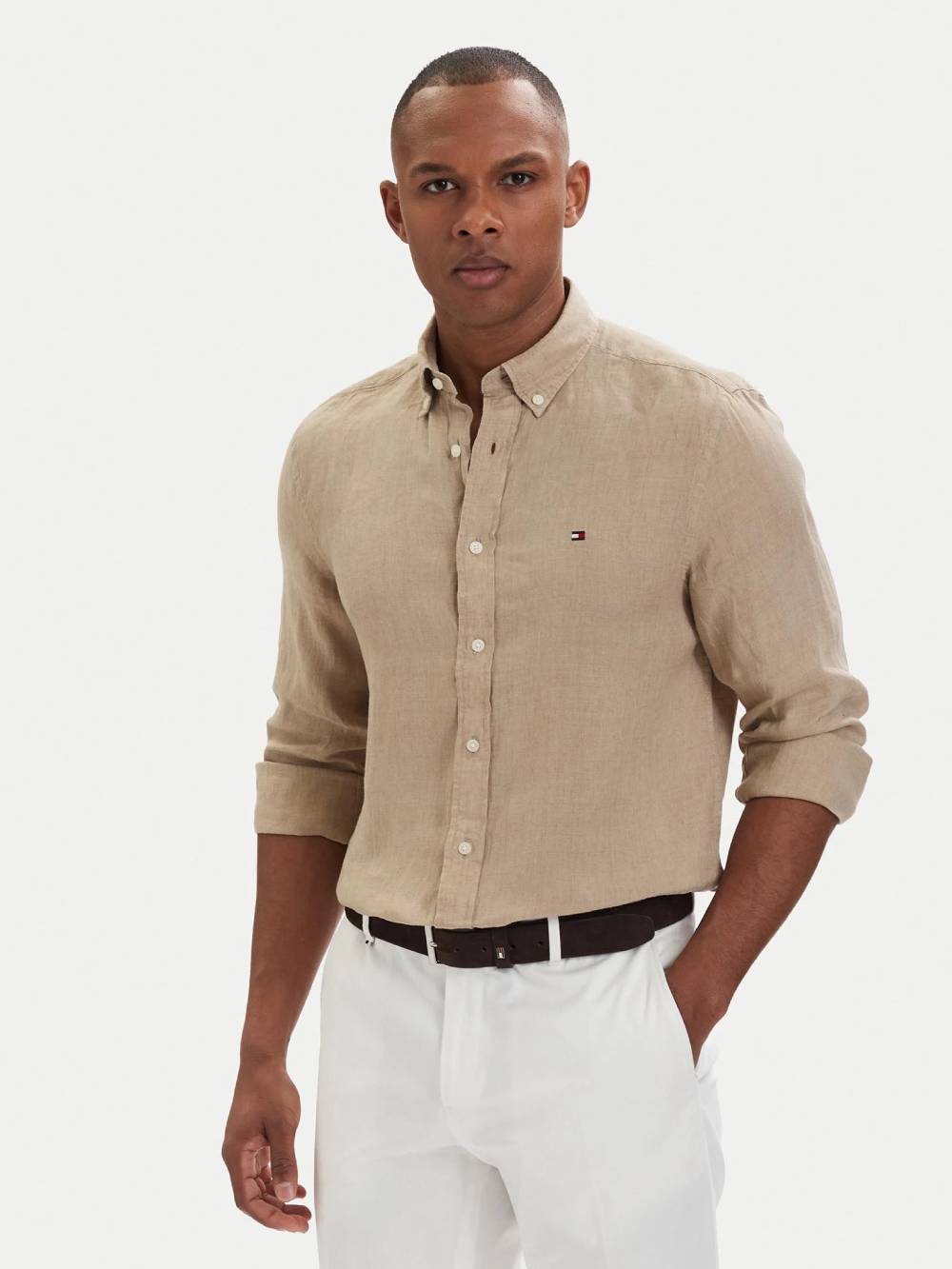 detail Tommy Hilfiger pánska béžová košeľa