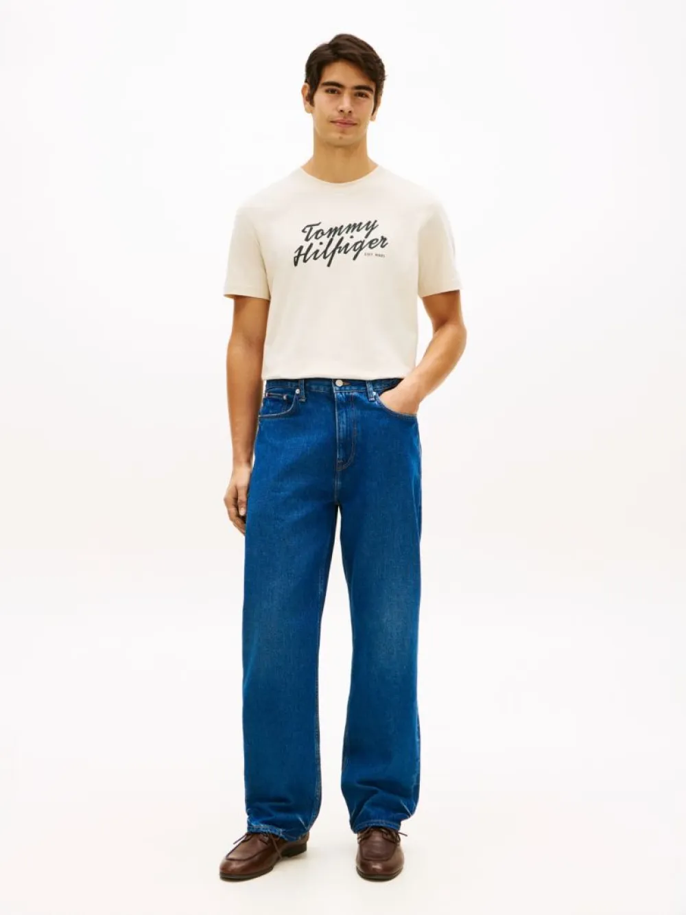 detail Tommy Hilfiger pánske béžové tričko