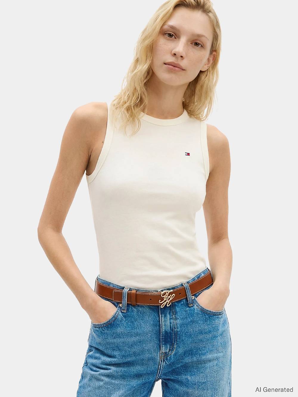 detail Tommy Hilfiger dámske krémové tielko