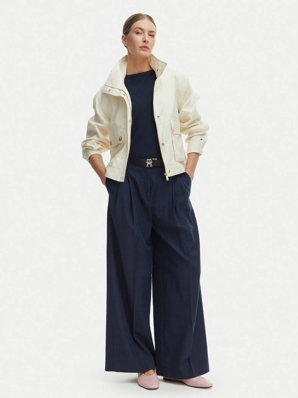 detail Tommy Hilfiger dámska ľanová bunda