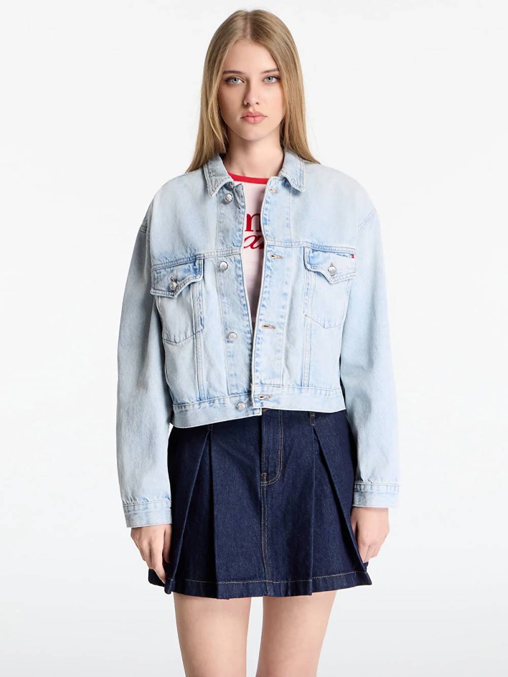 detail Tommy Hilfiger dámska modrá džínsová bunda