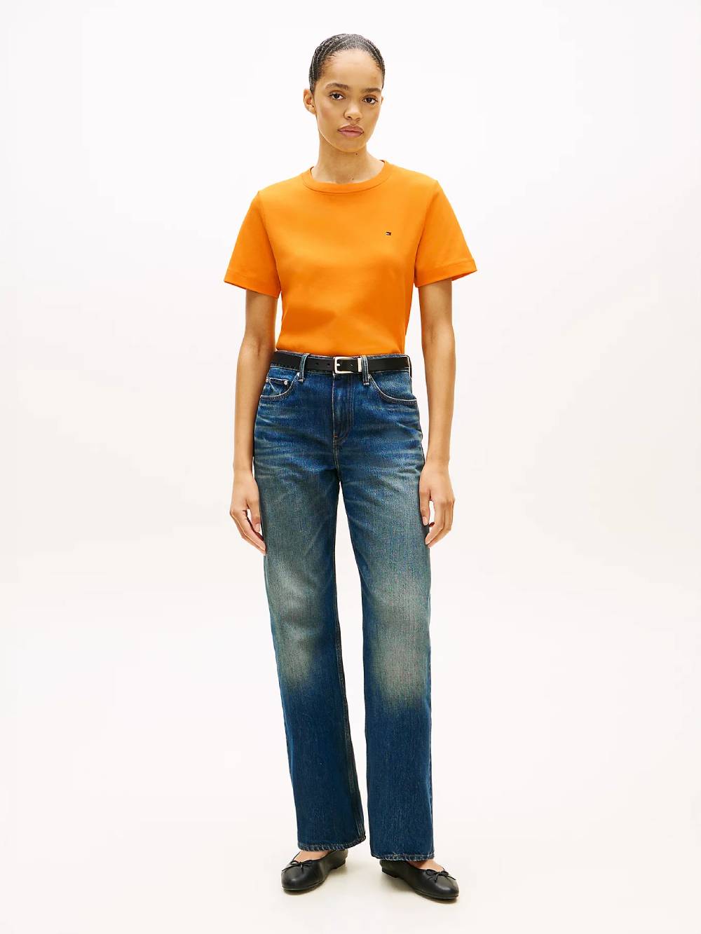 detail Tommy Hilfiger dámske oranžové tričko