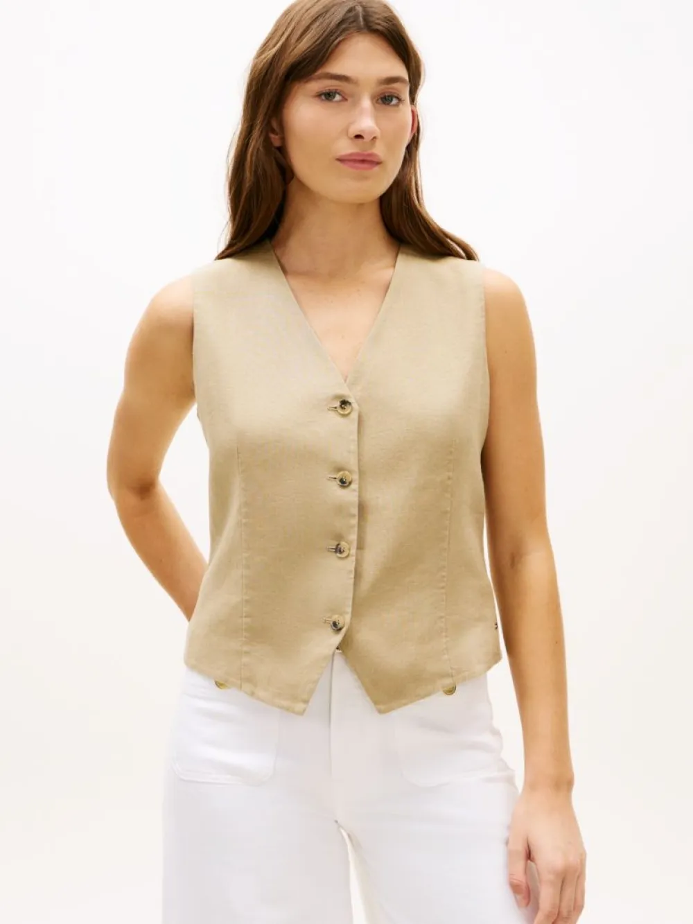 detail Tommy Hilfiger dámska béžová vesta