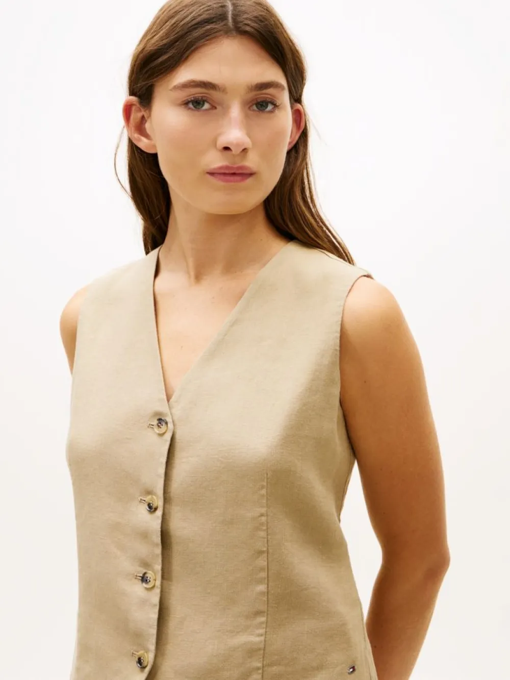 detail Tommy Hilfiger dámska béžová vesta