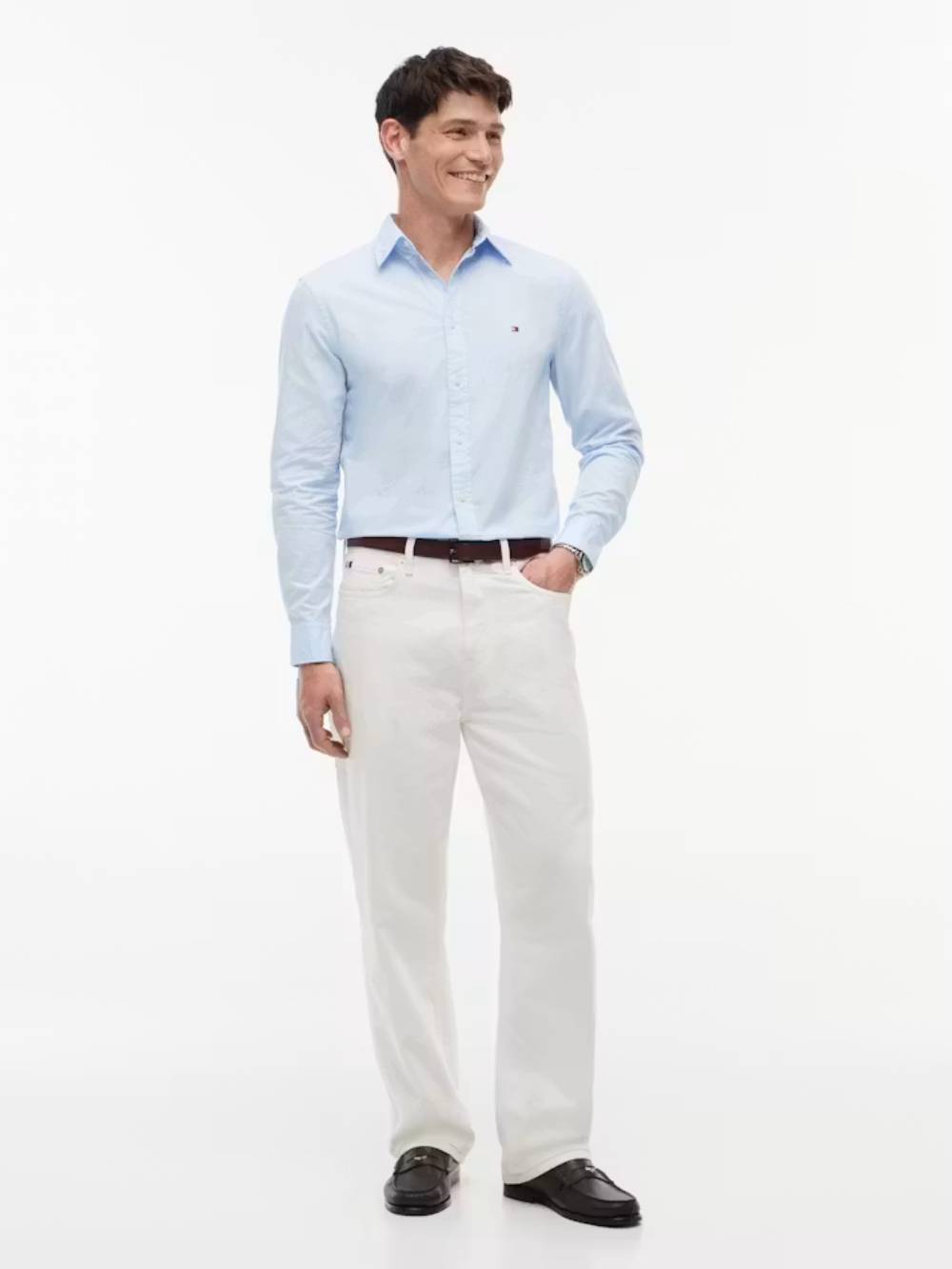 detail Tommy Hilfiger pánska modrá košeľa