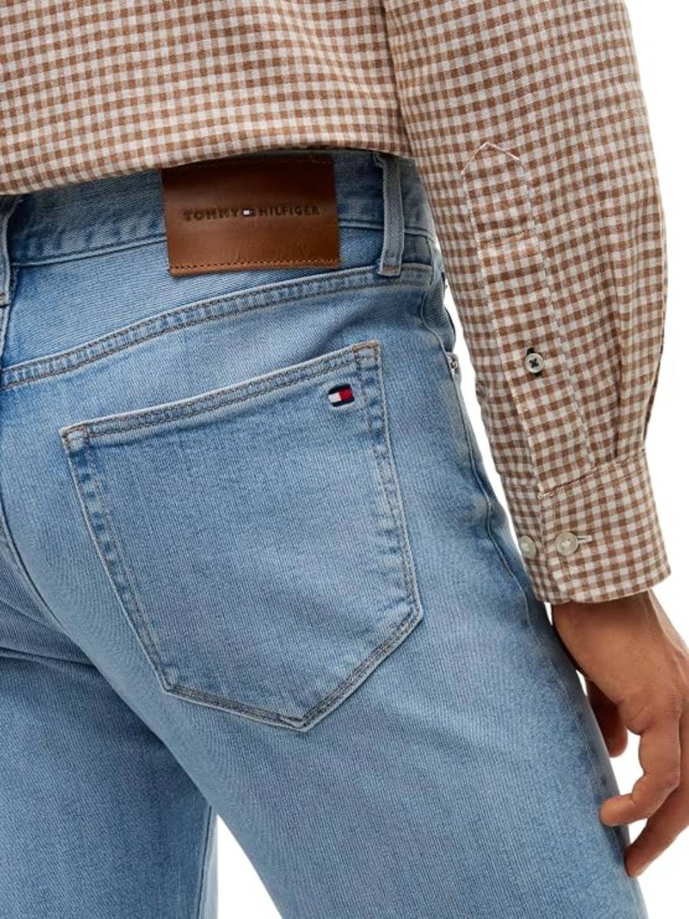 detail Tommy Hilfiger pánske modré džínsy