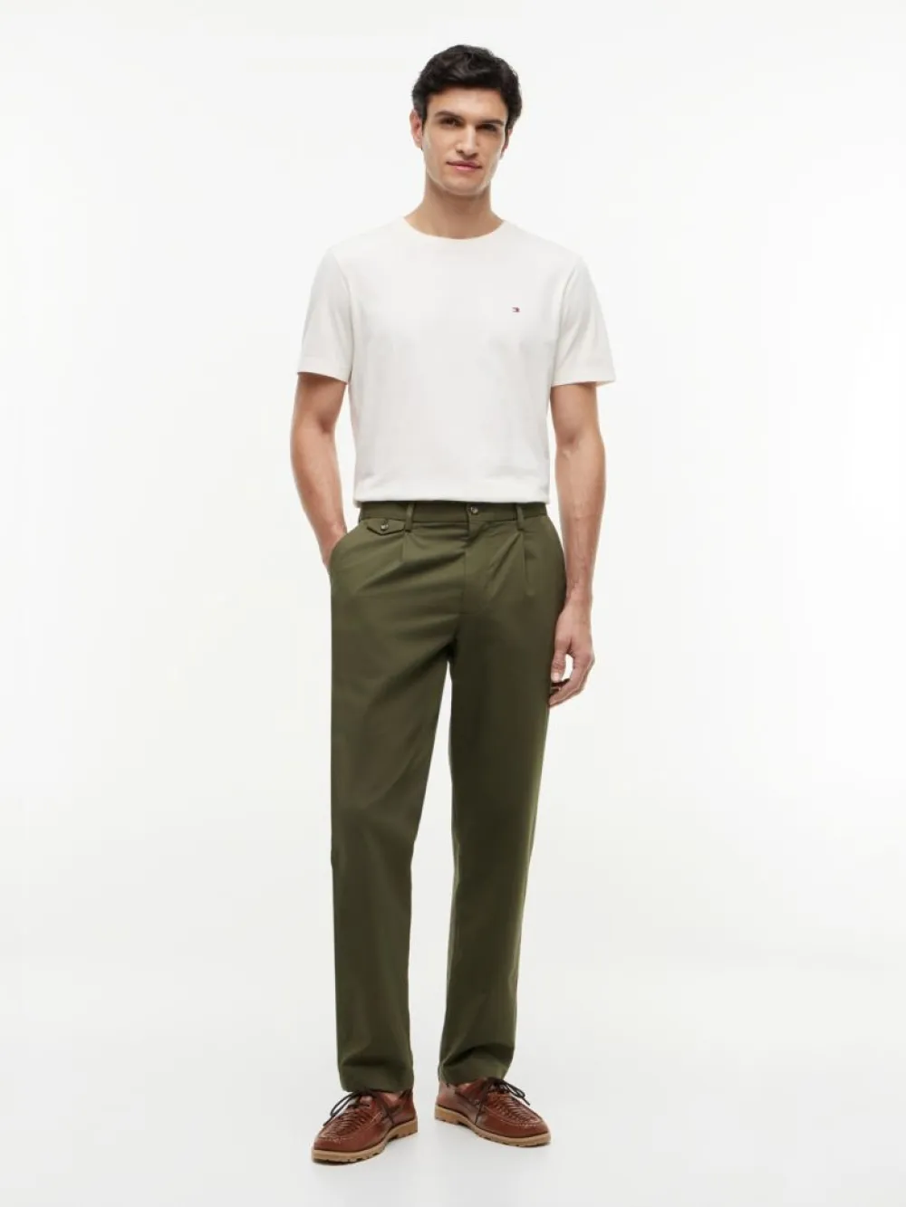 detail Tommy Hilfiger pánske krémové tričko