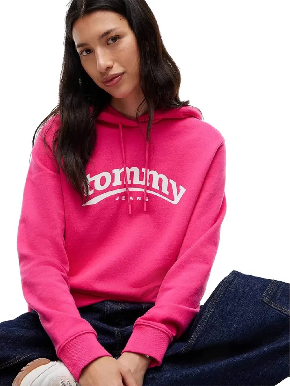 detail Tommy Jeans dámska ružová mikina