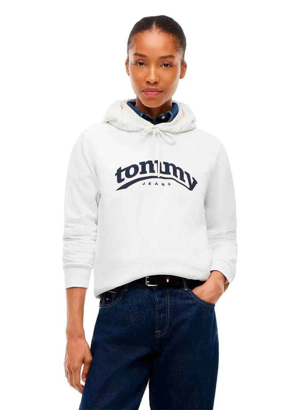 detail Tommy Jeans dámska biela mikina