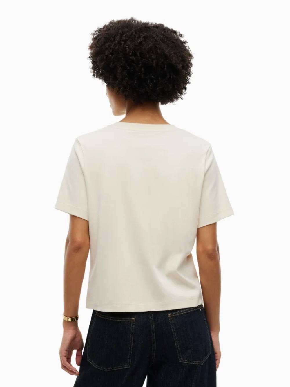 detail Tommy Hilfiger dámske krémové tričko