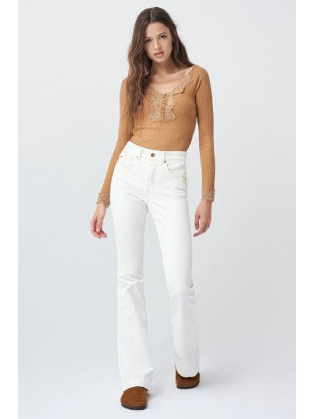 detail   Salsa Jeans dámske hnedé tričko