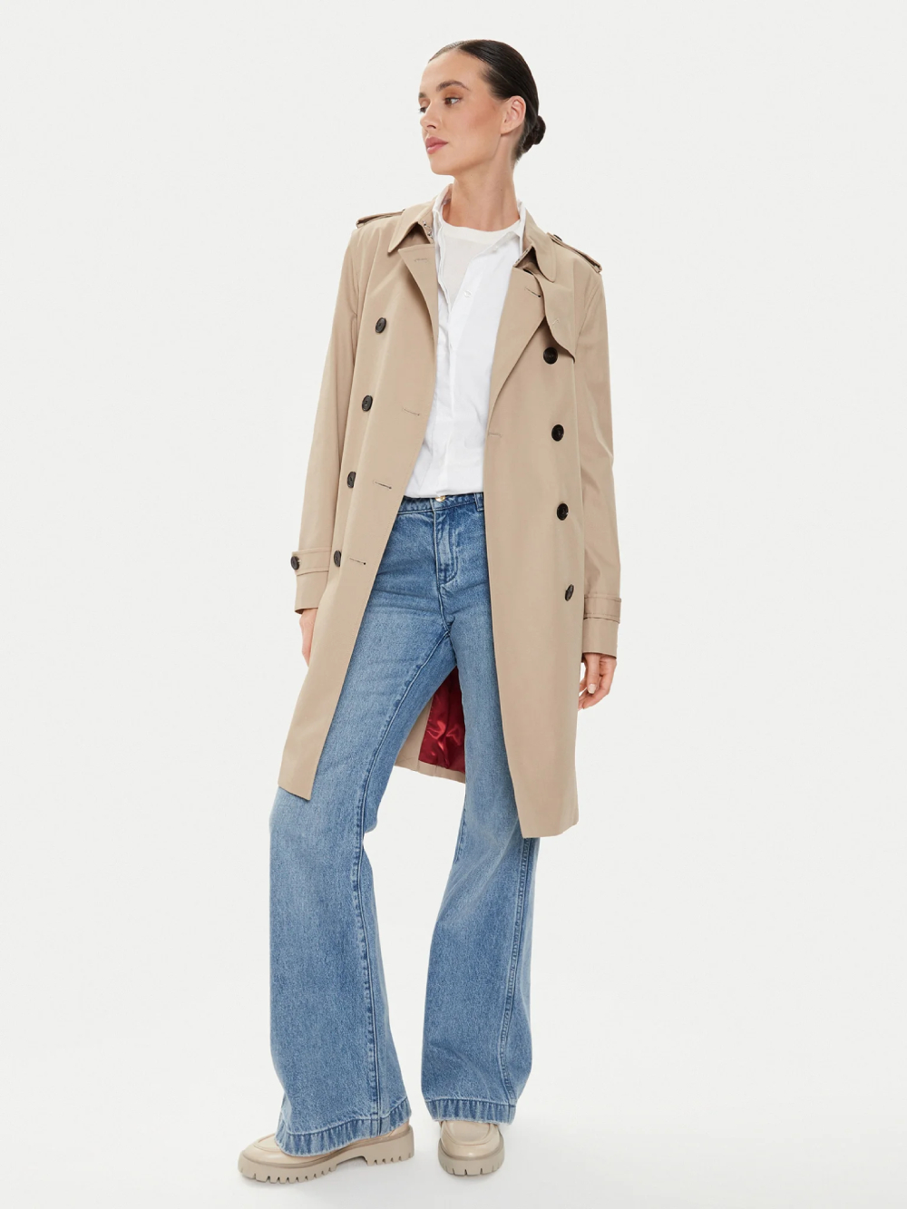 detail Tommy Hilfiger dámsky béžový kabát