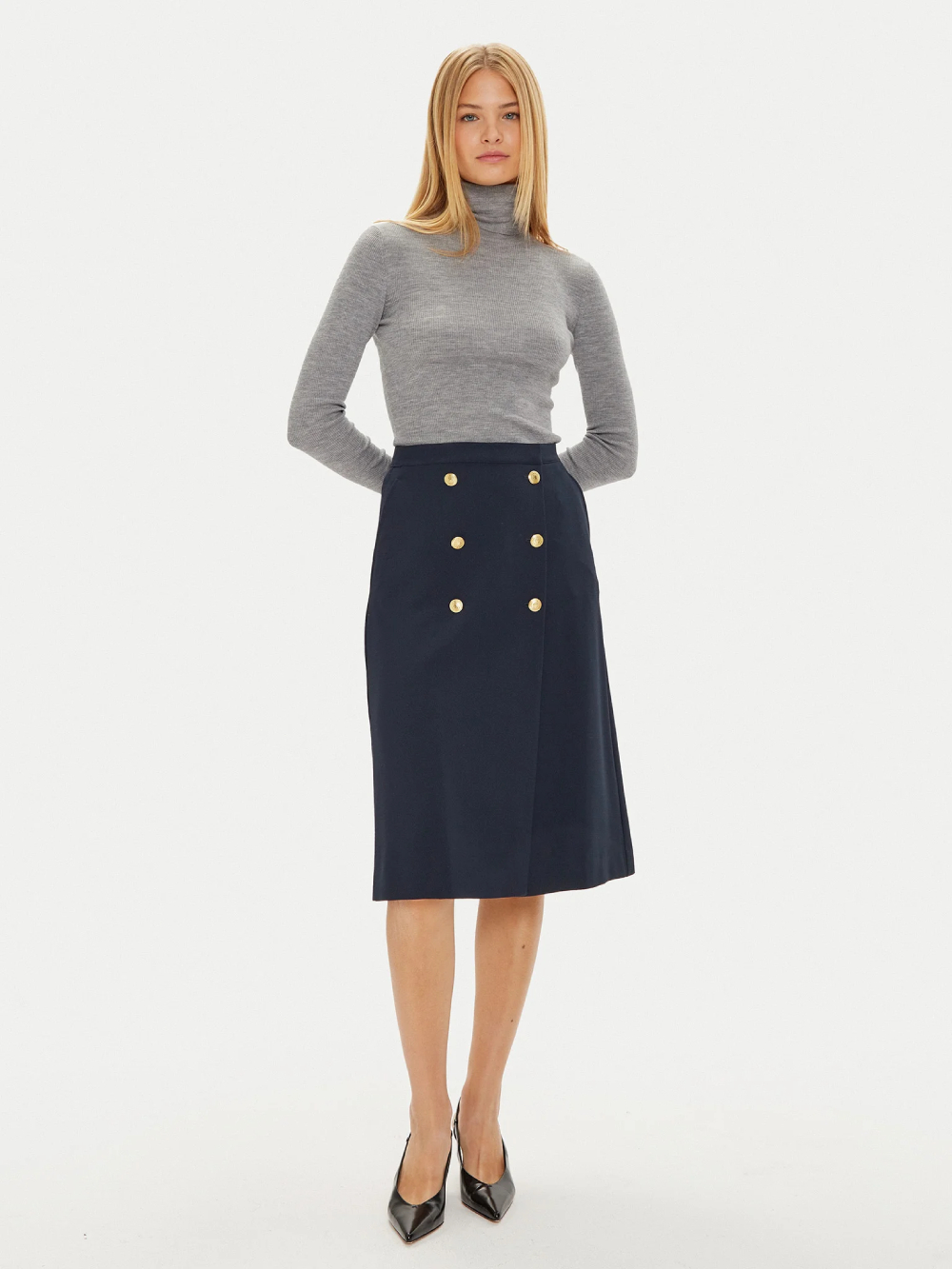 detail Tommy Hilfiger dámska modrá sukňa
