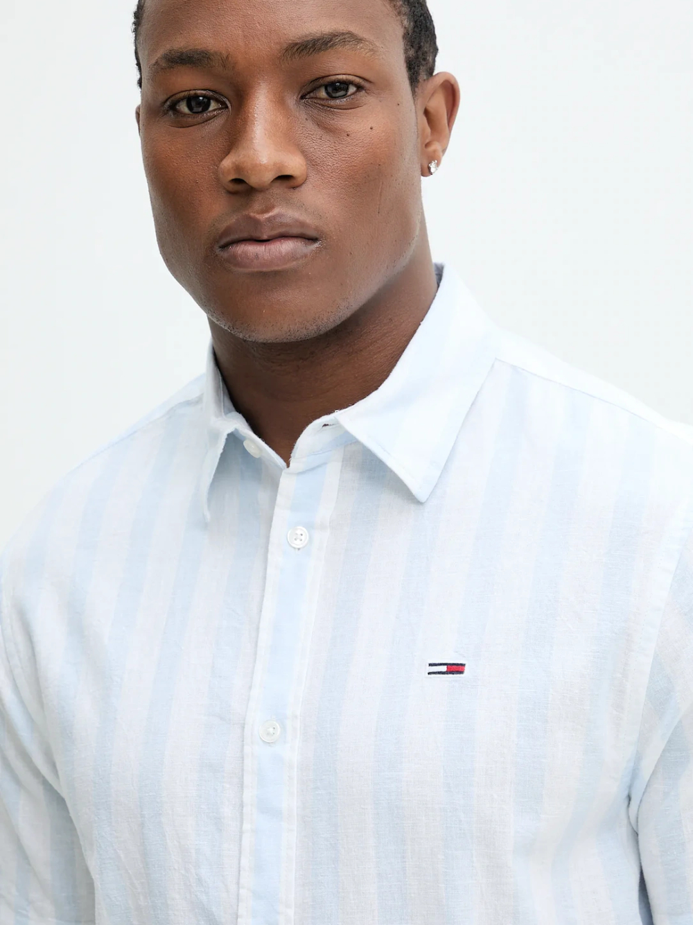 detail TJM REG LINEN BLEND STP SS SHI