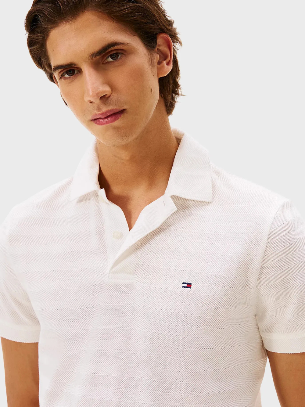 detail Tommy Hilfiger pánske biele polo tričko
