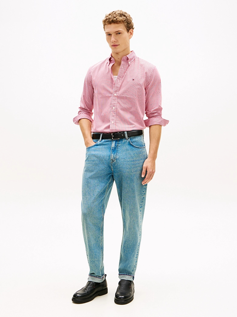 detail Tommy Hilfiger pánska ružová košeľa